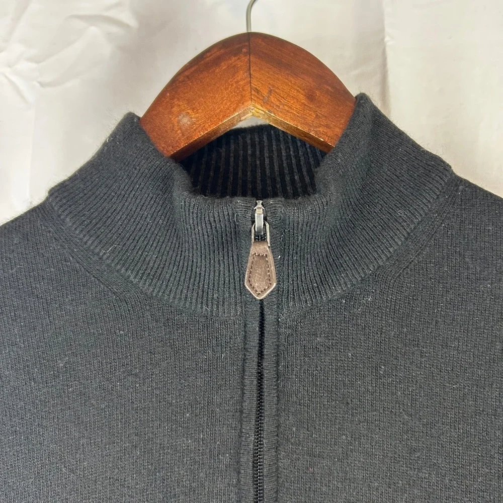 JOS A BANK RESERVE Mens‎ Large Black Italian Yarn 1/4 Zip Sweater Wool Cashmere